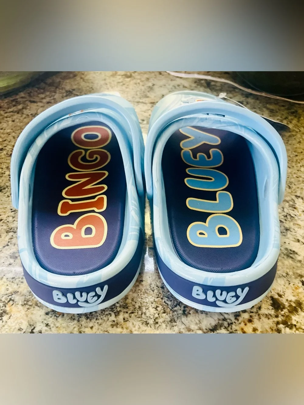 Bluey Bingo Kids Light Blue Cartoon Character Slip-On Sandals